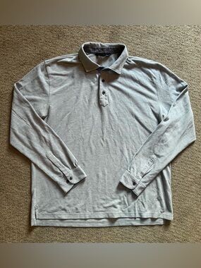 Brooks Brothers Long Sleeve Polo Shirt Mens XXL Gray Cotton